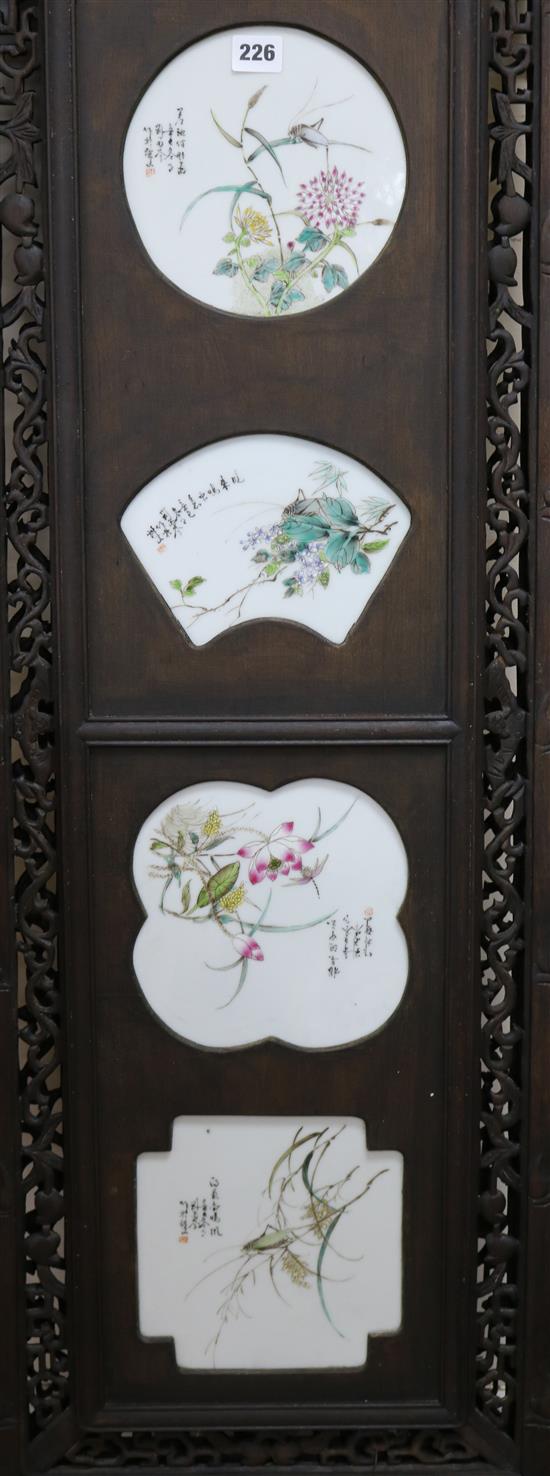 A pair of Chinese porcelain inset wood panels